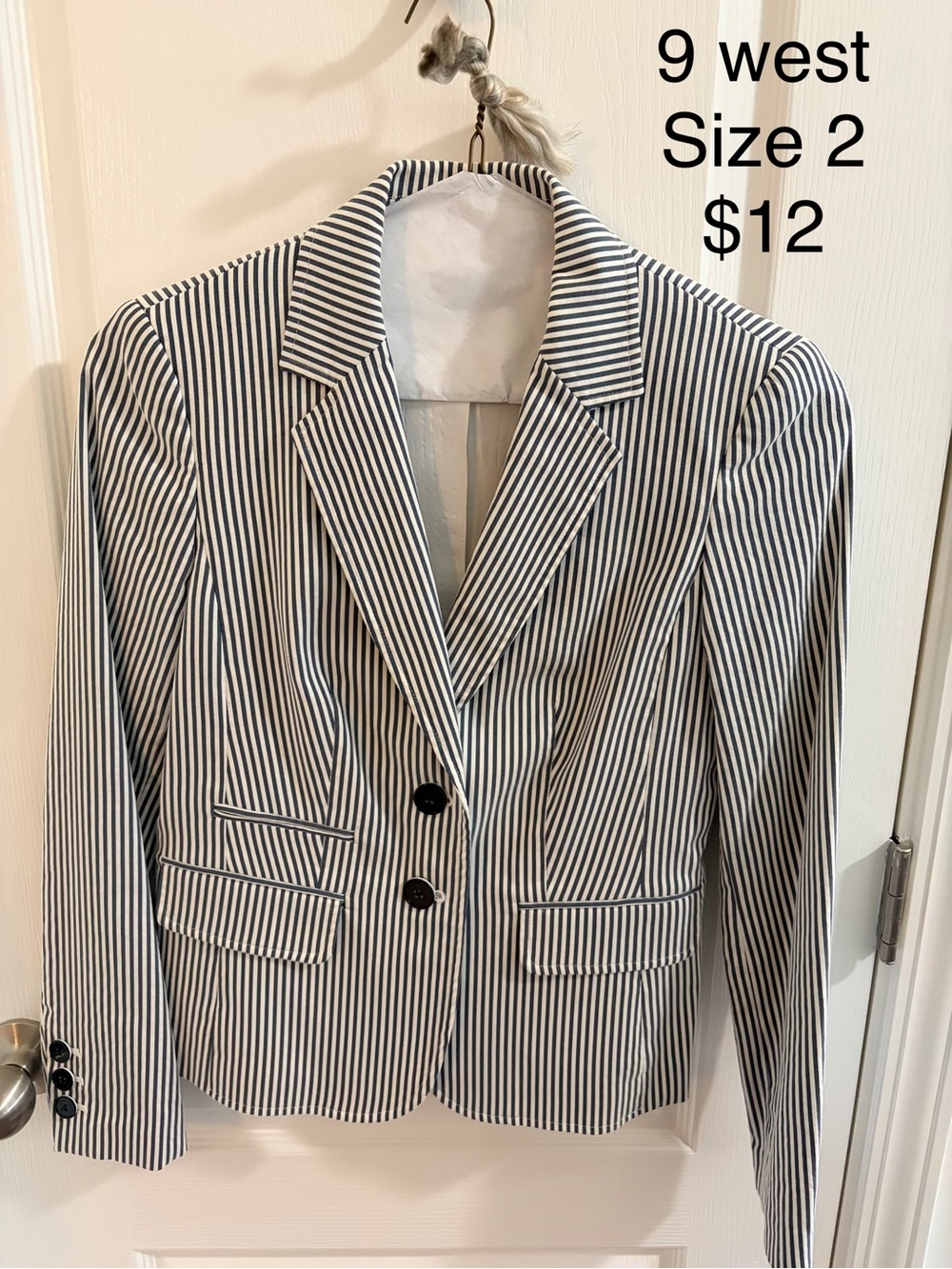 Nine West Black and White Striped Blazer